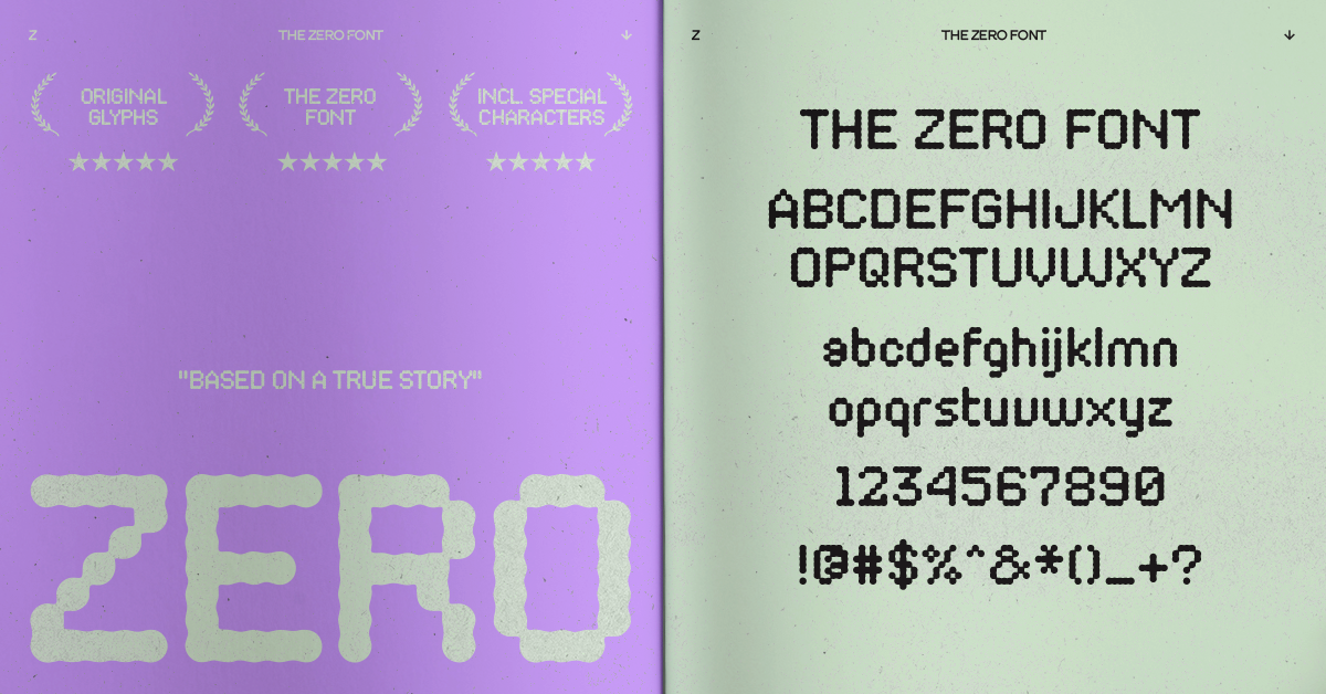 THE ZERO FONT. EXCITING TECH MAGIC